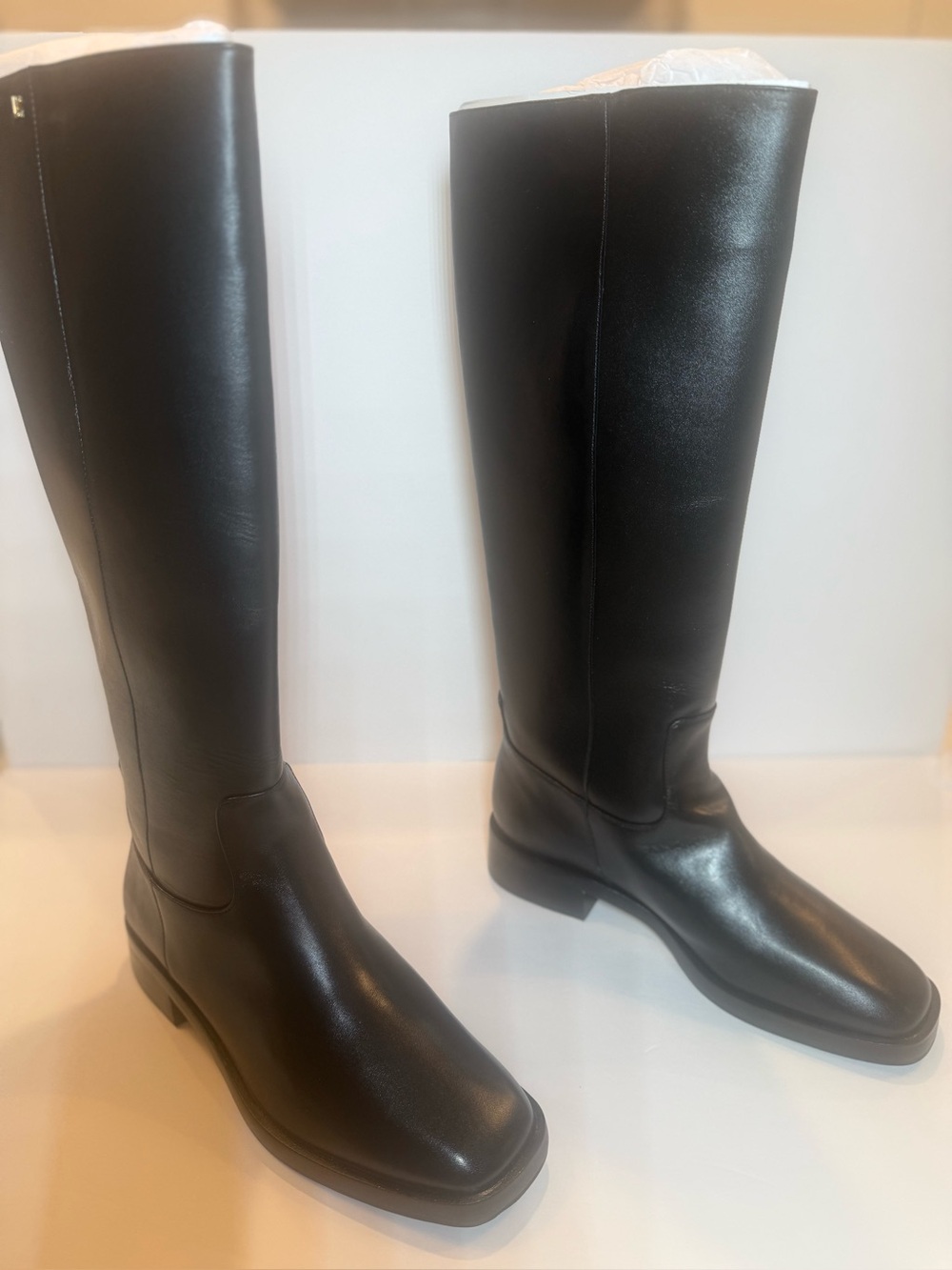 Larroude Black Over-the-Knee Leather Boots